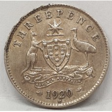 AUSTRALIA 1920 . THREEPENCE . gEXTRA FINE